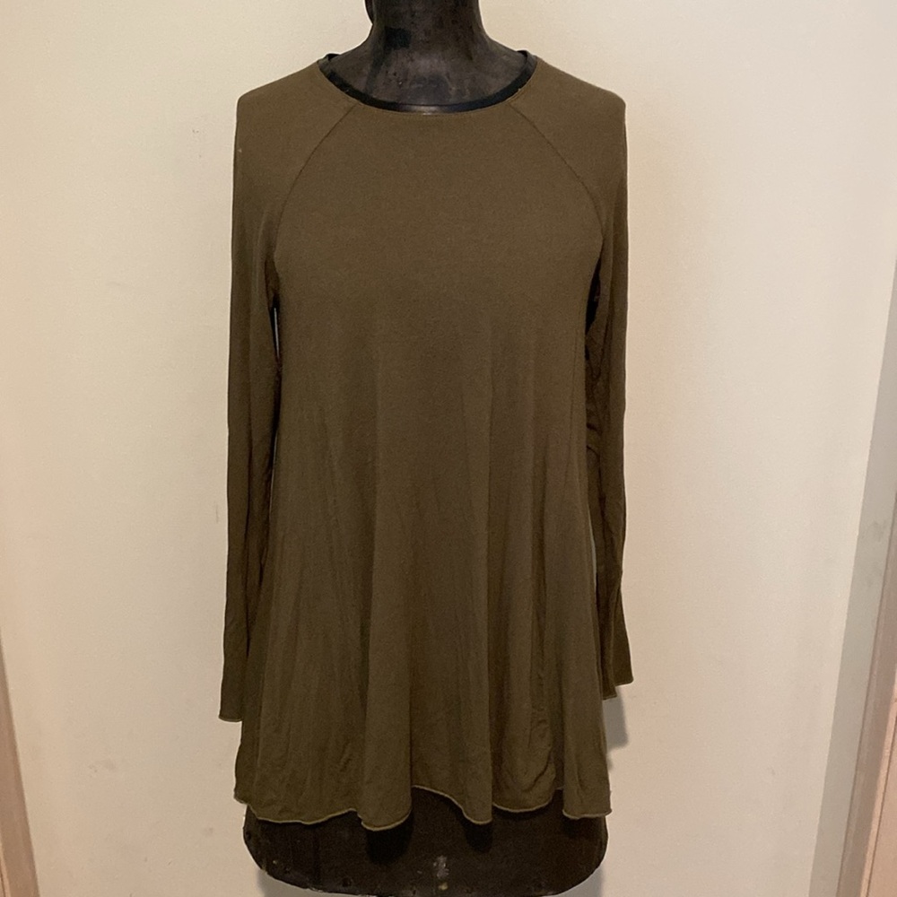 Philosophy viscose long sleeve top with punk rock faux leather collar detail